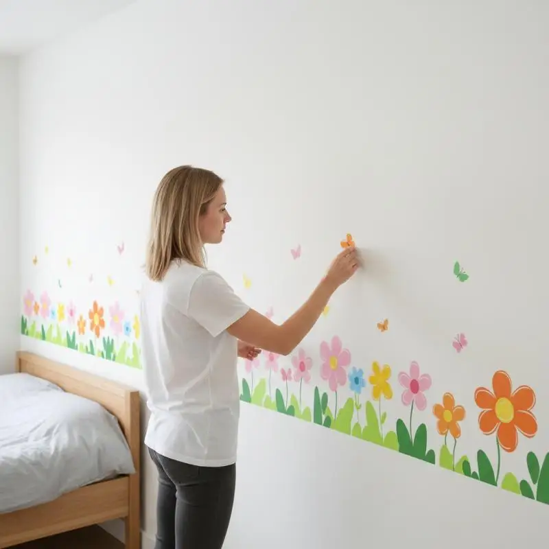 Colorful Flowers Butterflies Window Stickers Static Cling PVC Waterproof Floral Decal For Home Bedroom Bathroom Glass Decoration