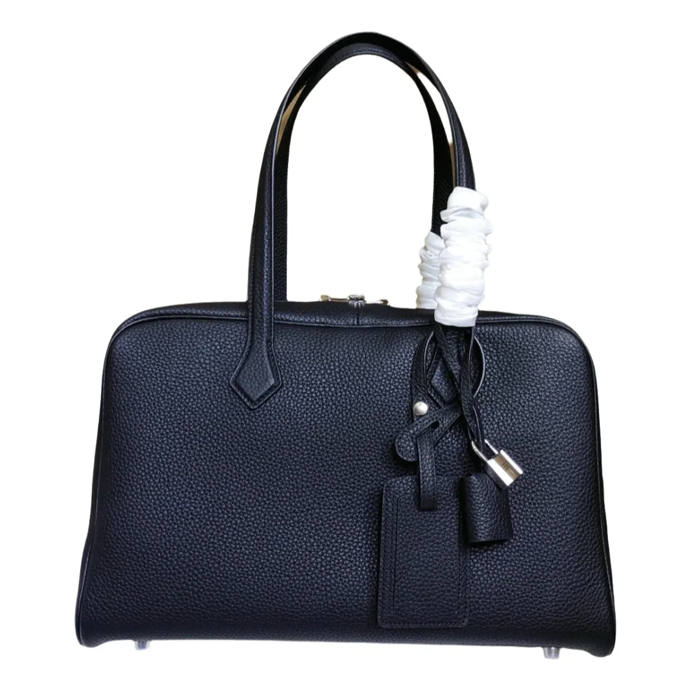 Echte Leder-Bowlingtasche für Damen, Handtasche aus Rindsleder der oberen Schicht, Große Kapazität Henkeltasche, Kleine & Große Größen