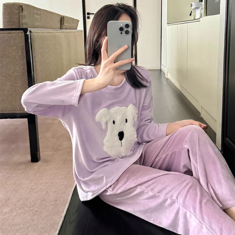 

Pajama Sets Plus Size Women Collared Beige Capri Autumn Winter Sister Colorful Lace Pants Durable Hooded Cream Capris Fall Unise