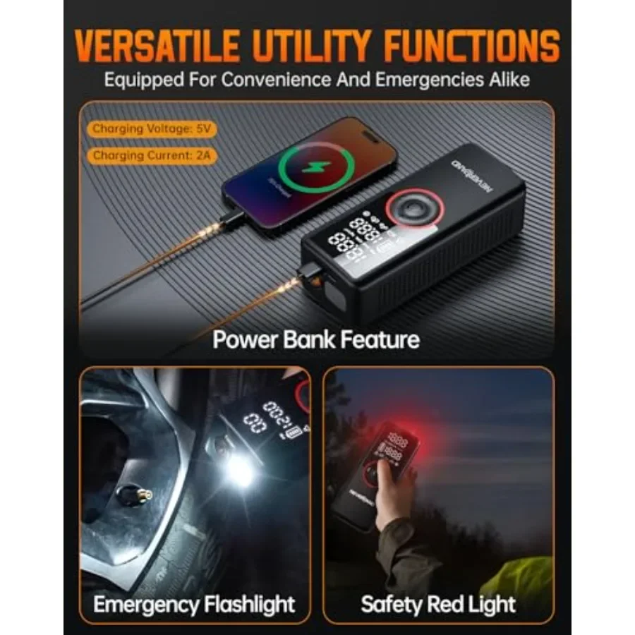 Inflador de neumáticos SUV portátil, compresor de aire de alta potencia de 30000mAh, 180PSI, 150W con indicador Digital, inf de neumáticos de doble iluminación