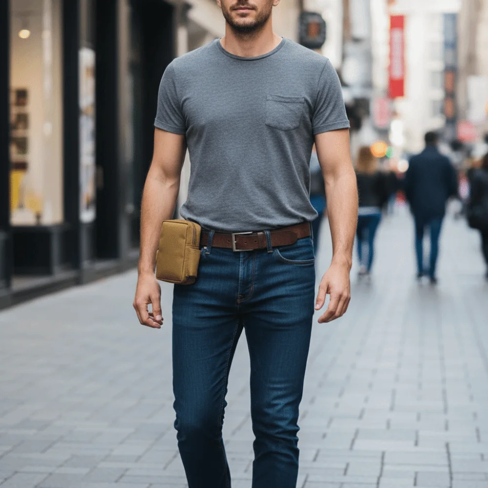 Solid Color Belt Waist Bag Multi-Pocket Durable Material Multi-functional Bag Lightweight Design Simple Style Accessory Bag