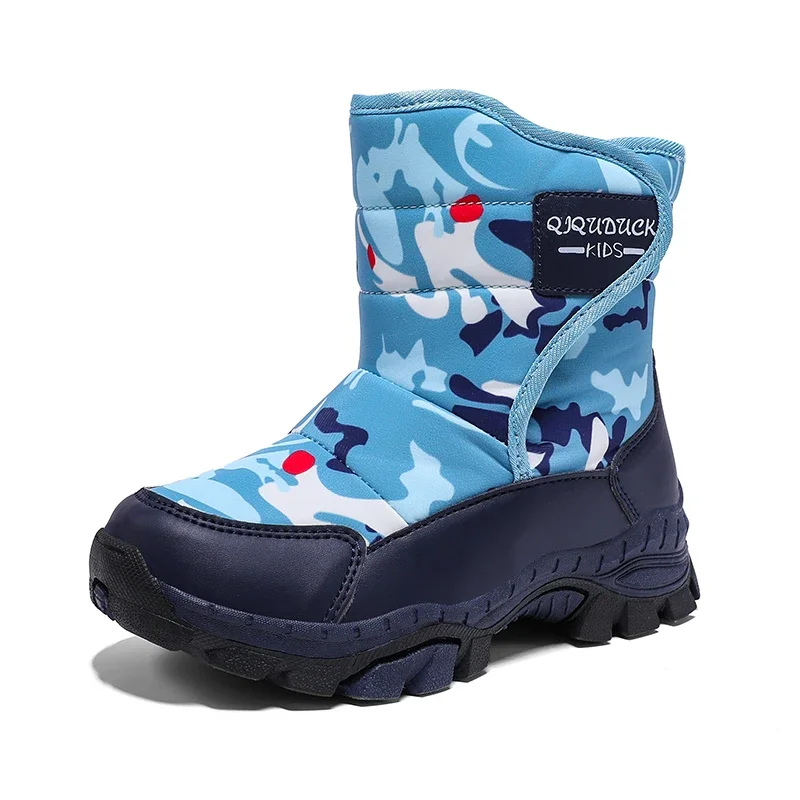 Kids Snow Boots Winter Shoes Plush Waterproof Fabric Anti-Slip Boys Girls Rubber Sole Fashion Warm Outdoor Boots New 116