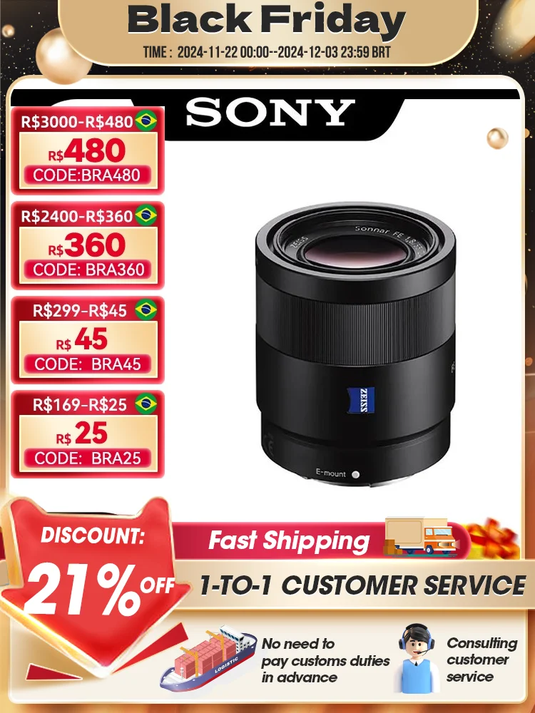 Sony FE 55mm F1.8 ZA Zeiss Full Frame Standard Lens (SEL55F18Z) For A7III IV A6600 A6400 Sony 55F1.8 Portrait Shot Prime Lens