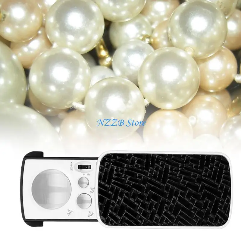 

T21F 2Pcs Portable Jewelry Tools Set Professional Magnifier for Gemstones Inspection Pocket Size Jewelers Loupe