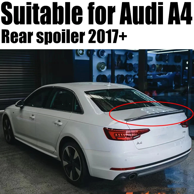 

For AUDI A4 S4 RS4 B9 Sedan Carbon fiber FRP glossy black Rear Spoiler Trunk Wing Car tuning accessories 2017+