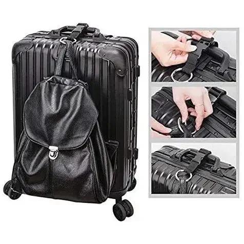 1Pc portatile in Nylon nero antifurto cinghie per bagagli valigia cinture supporto pinza aggiungi borsa Clip per borsa uso per trasportare strumenti