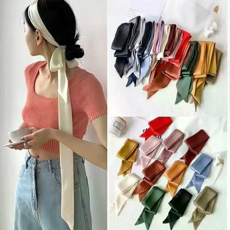 Women Narrow Long Scarf 190x4.5cm Polka Dot Tie Bag Ribbon Headband Choker Streamer Lady Accessories view 2