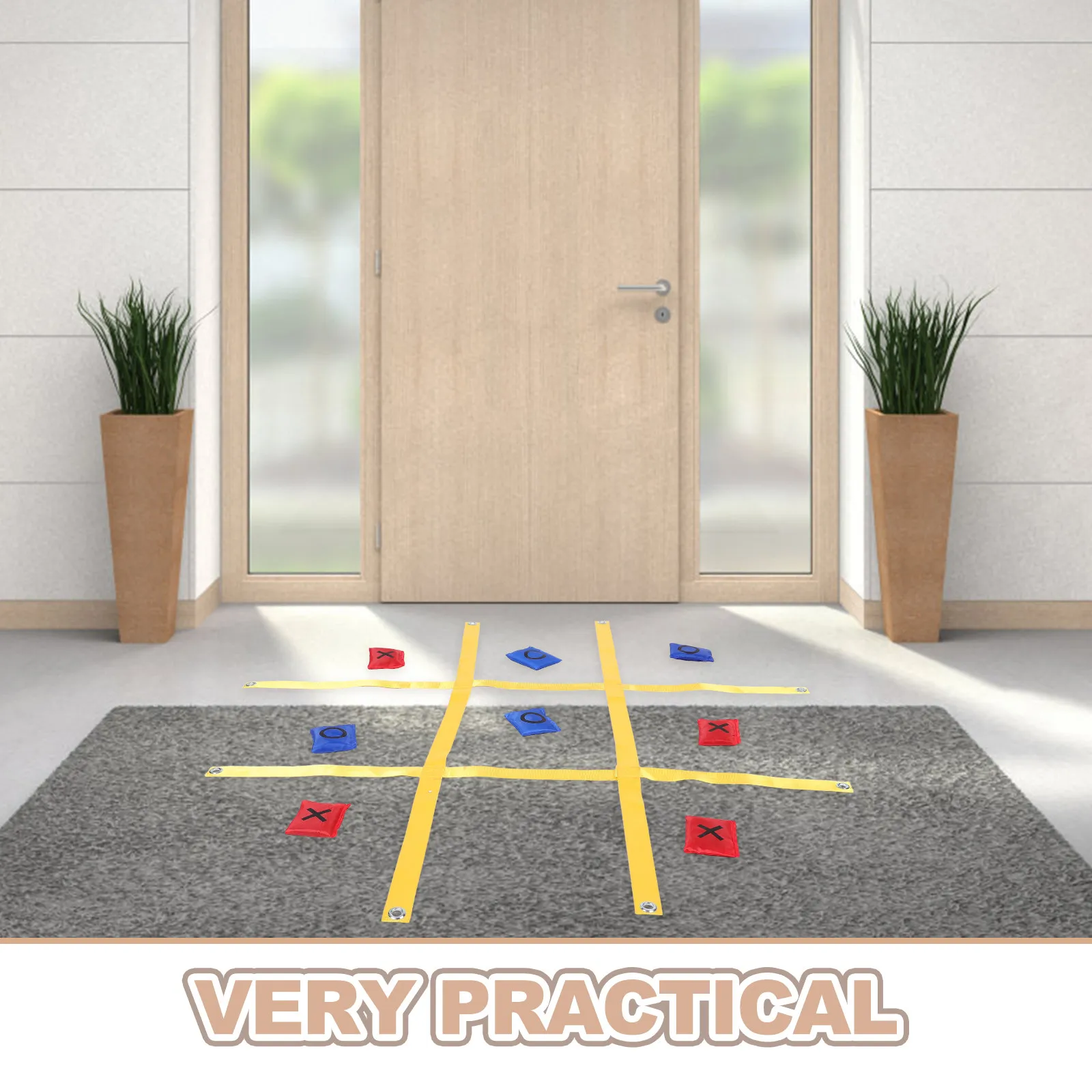 1Set Giant Outdoor Strap Tictactoe Game Weather-Resistant Portable Family Activity Lawn Patio Yard Backyard Party