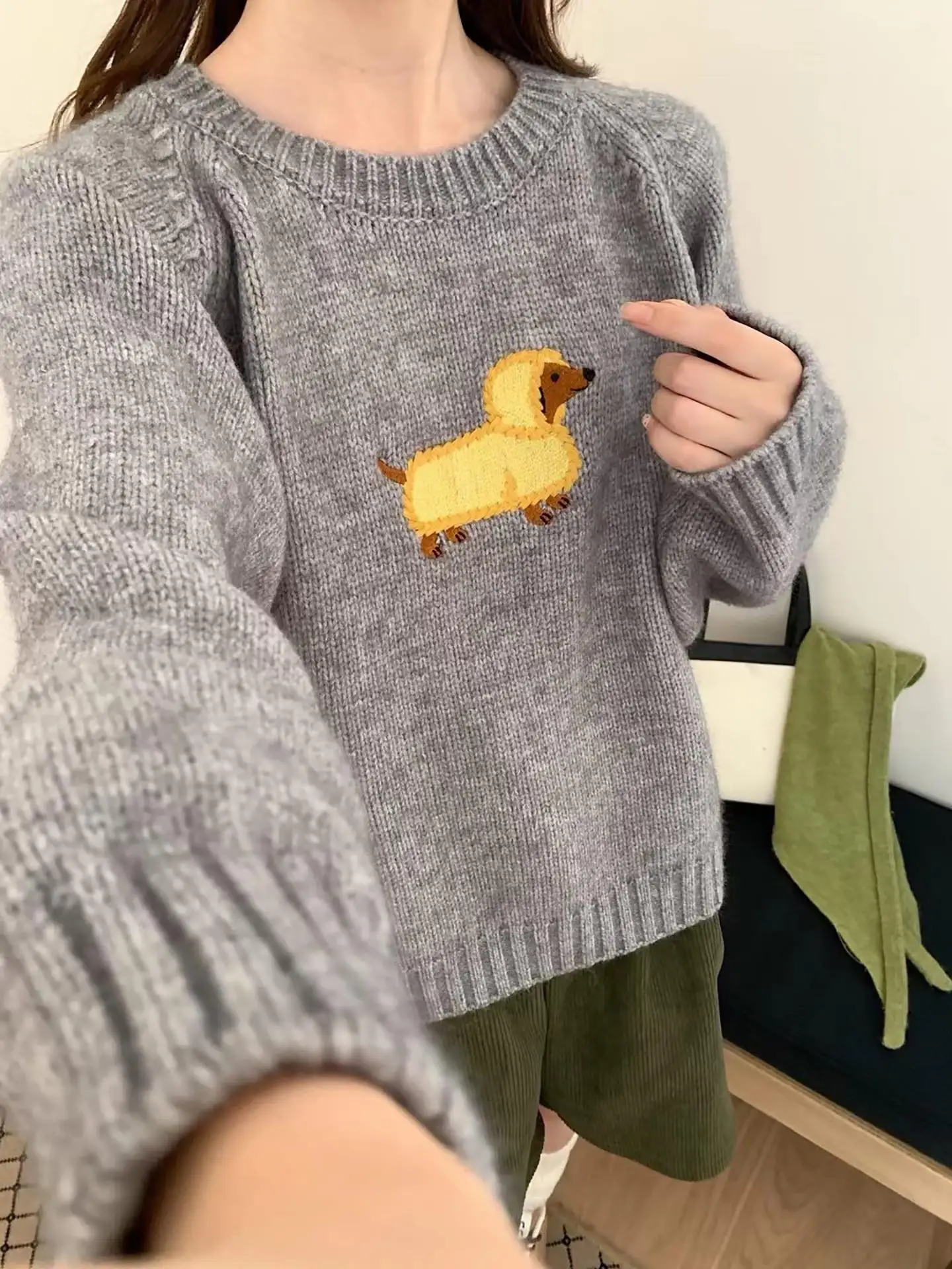 

Мягкий уютный женский свитер, осенний новый корейский свитер, прочный длинный све, круглый, теплый, с подогревом, обычный крой, модный топ