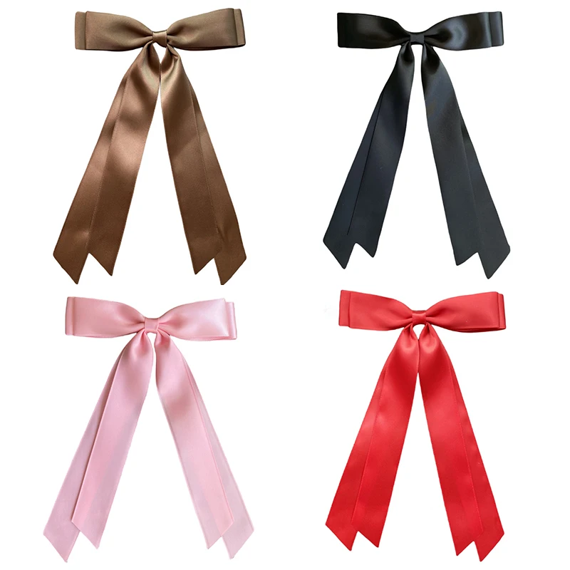 Elegant Satin Ribbon Bowknot Hairpins para mulheres, fita longa, grampos de cabelo, Headwear, acessórios para cabelo, moda doce