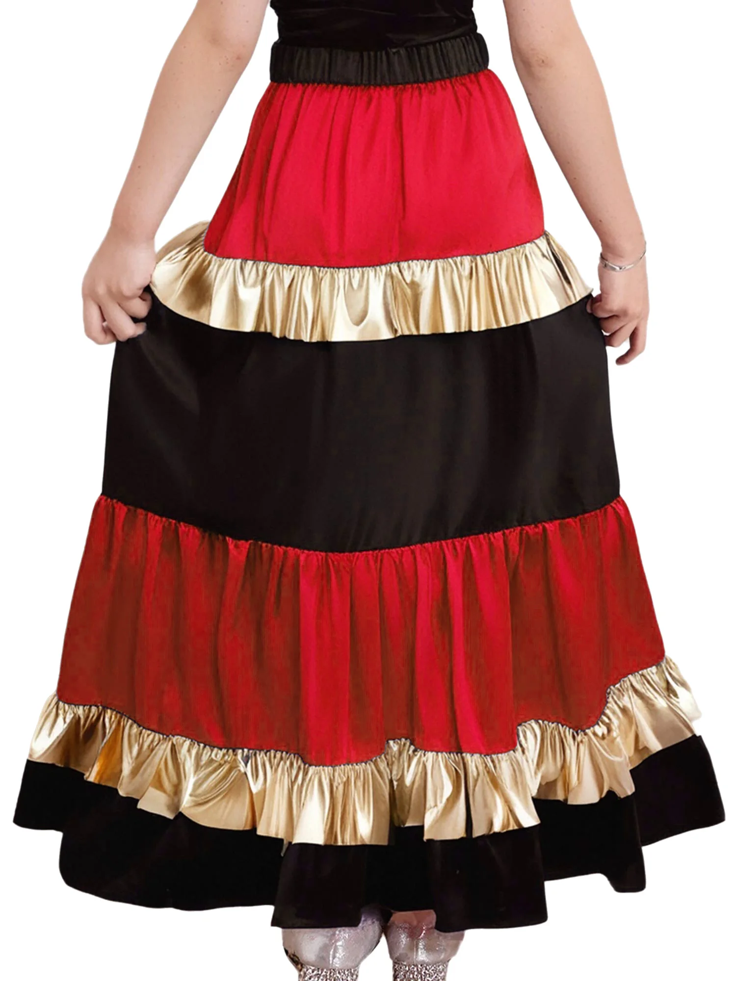 Costume da flamenco spagnolo per bambina, gonna lunga in raso con altalena grande per Paso Doble, ballo latino, sala da ballo, valzer, festa di carnevale di Halloween
