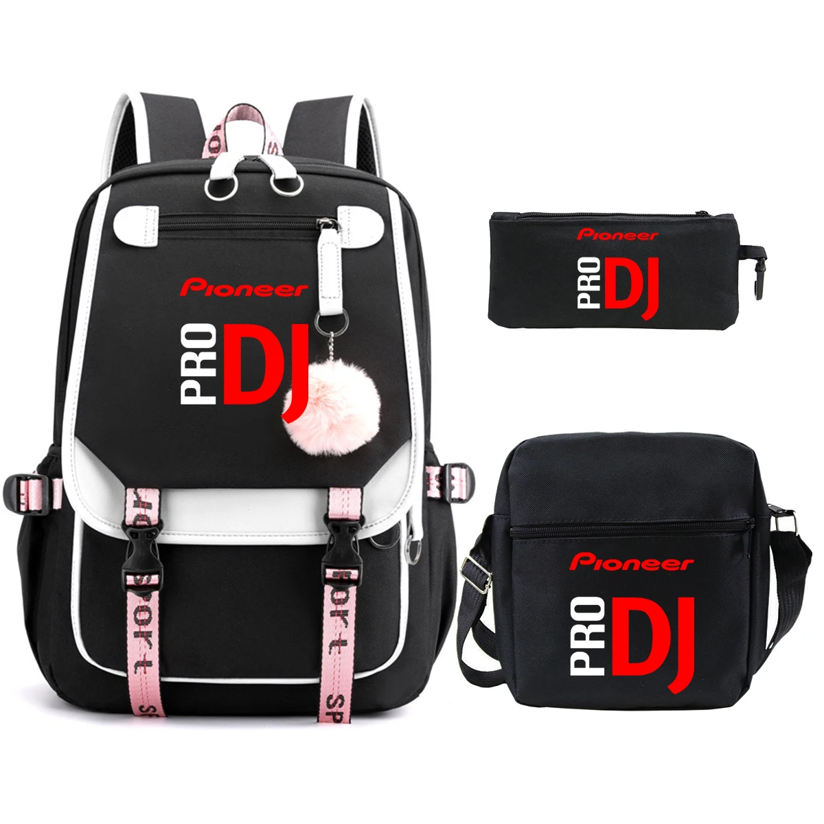 3pcs Pioneer Pro Dj Printed Teenager Girls Backpack Shoulder Bags Pencil Case Set Students School Backpack Women Travel Mochila