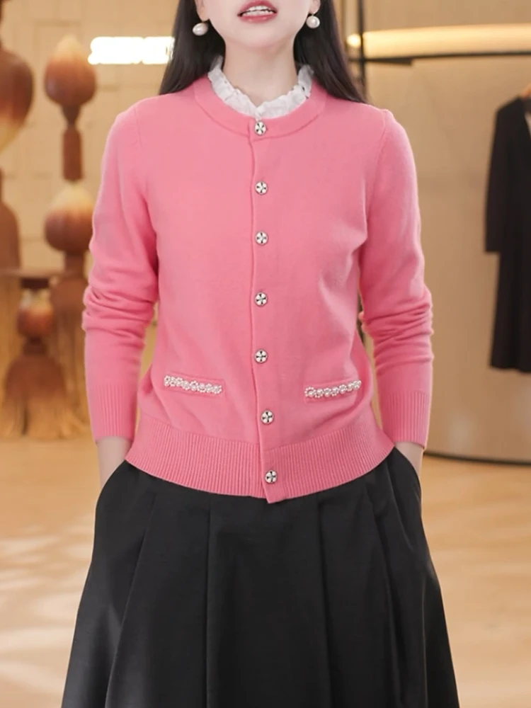 

mat round Ne Knitted Open Cardigan Faionable Ele Versatile Large Size Top for Autumn Season