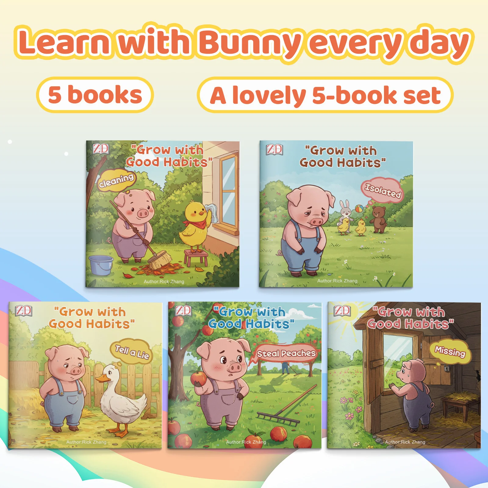 5-Book Good Habits and Character Building Set for Kids, Picture Storybooks About Honesty, Cleaning Up, Friendship Challenges