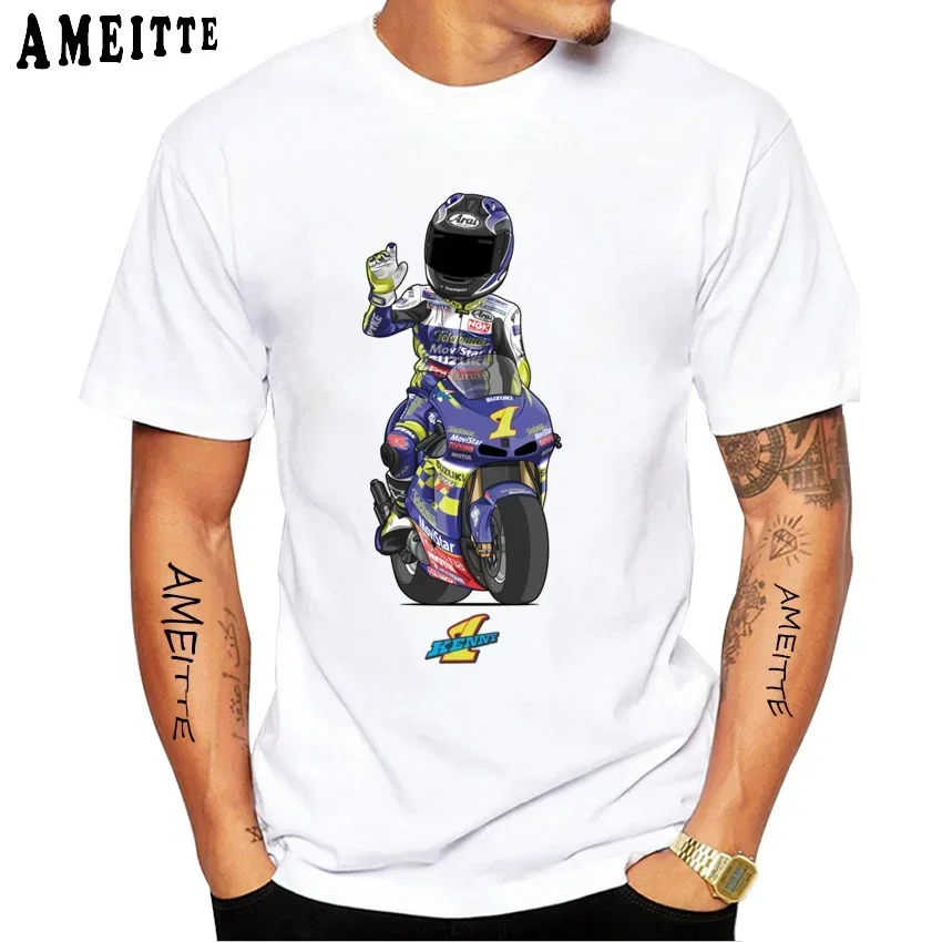 

New Summer Men Short Sleeve KENNY ROBERTS Jr Classic T-Shirt 2023 Moto Circuits Sport Casual White Tops Motorcycle Rider Tees
