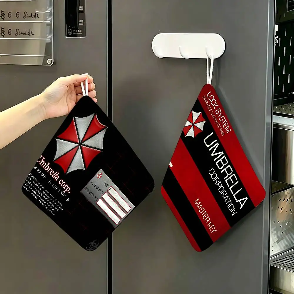 Game R-Resident Evil Hanging Polyester Cotton Towel, Reusable Hand Wiping Cloth, Wear Resistant for Home Kitchen Sink