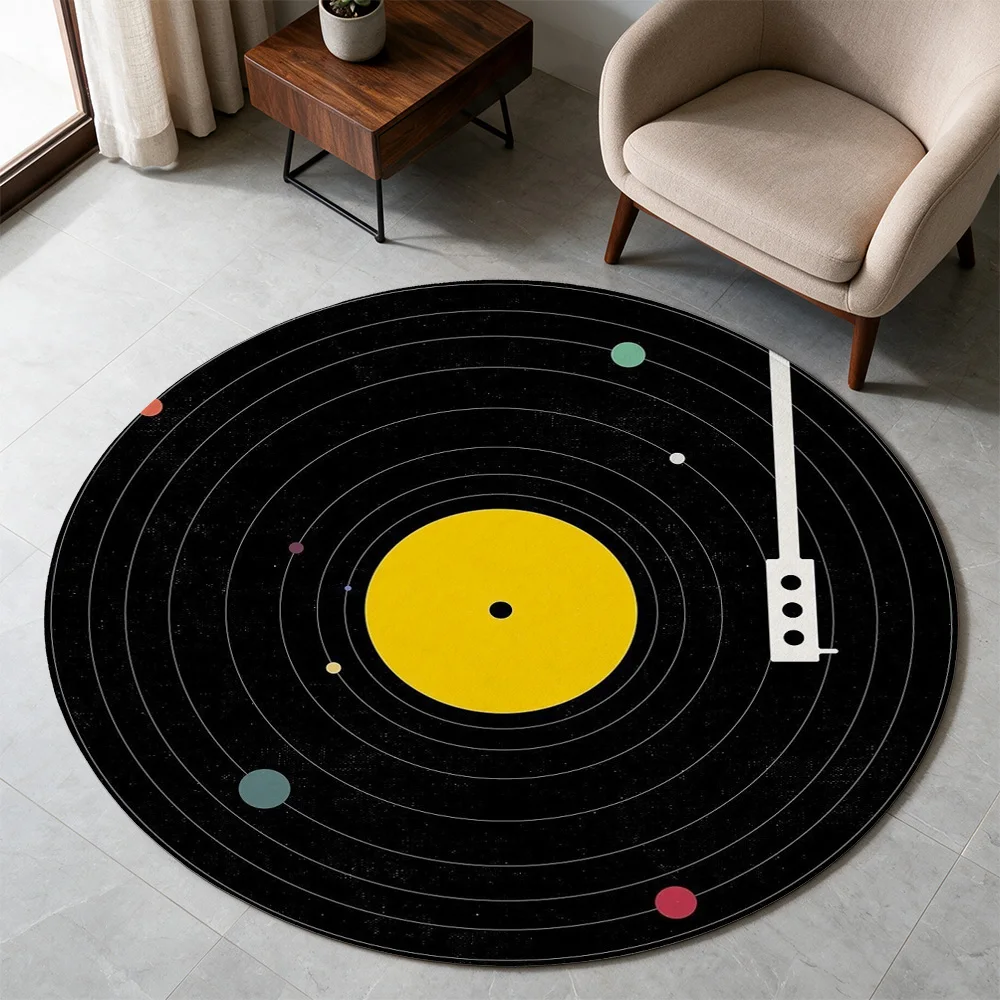 Astronomy Solar System Planet Orbit Rug Black Yellow Cosmic Space Decor Area Mat for Living Room Nursery