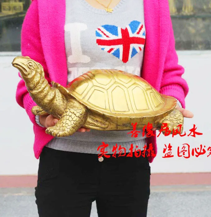 50CM large Huge home Porch lobby efficacious Protection efficacious Mascot thriving business bronze GOLDEN turtle FENG SHUI art