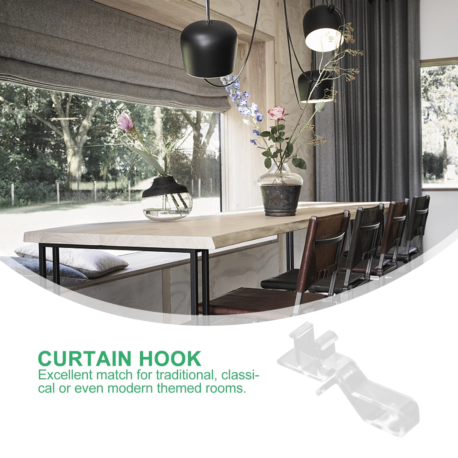 

5pcs Plastic Curtain Hooks Transparent Wear-Resistant Hidden Hangers Decorative Sealing Plate Holders For Drapes Home Curtain