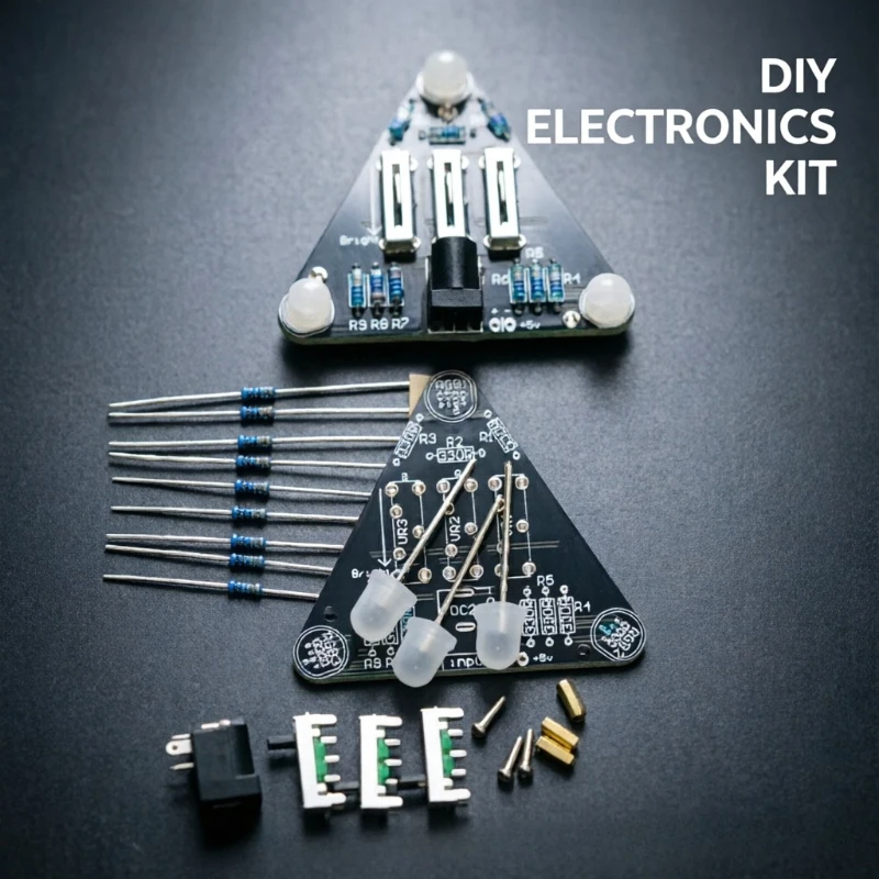 Diy Electronics Projects For Kids - Triangle RGB LED Soldering Kit Sliding