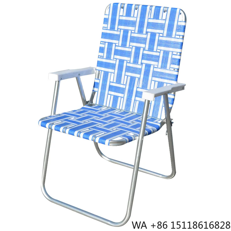 Folding Patio Lawn Webbed Chairs Beach Camping Chairs for Garden Blue
