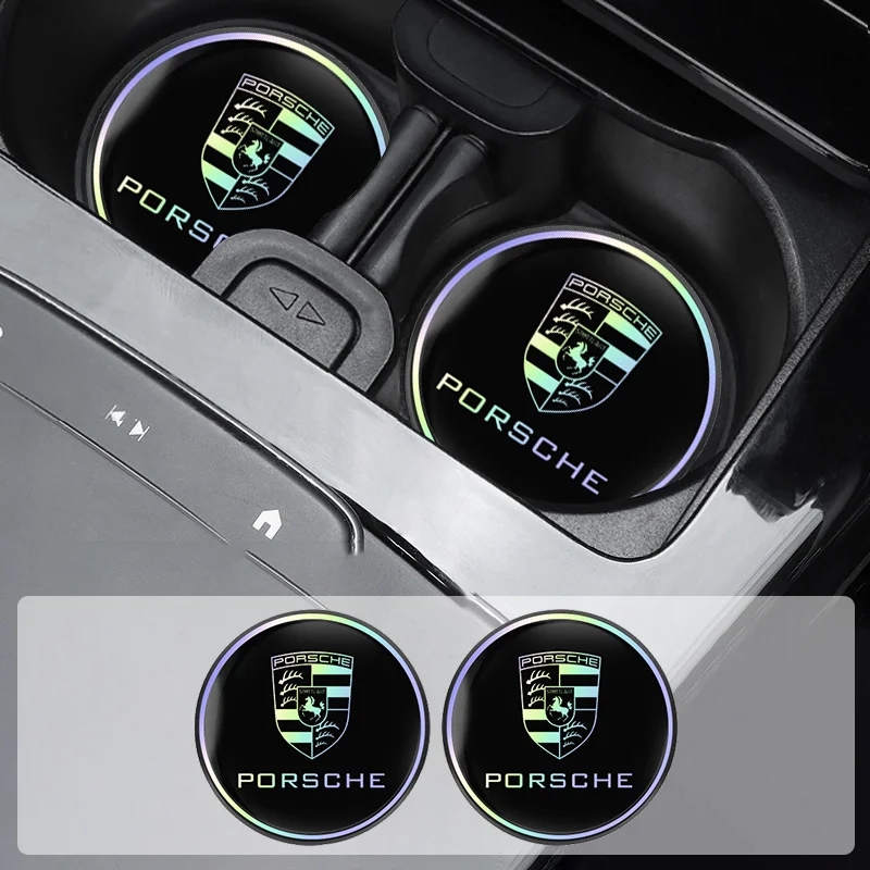 Porsche Car Laser Coasters Cup Slot Mat Beverage Holder Pad For Cayenne Panamera Macan Boxster 911 Carrera-GT 928 Car Interior