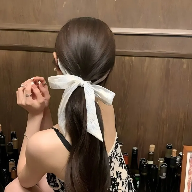 وشاح حريري كلاسيكي جديد على الطراز الصيني وربطة شعر مضفرة وشريط شعر عصابة رأس نسائية