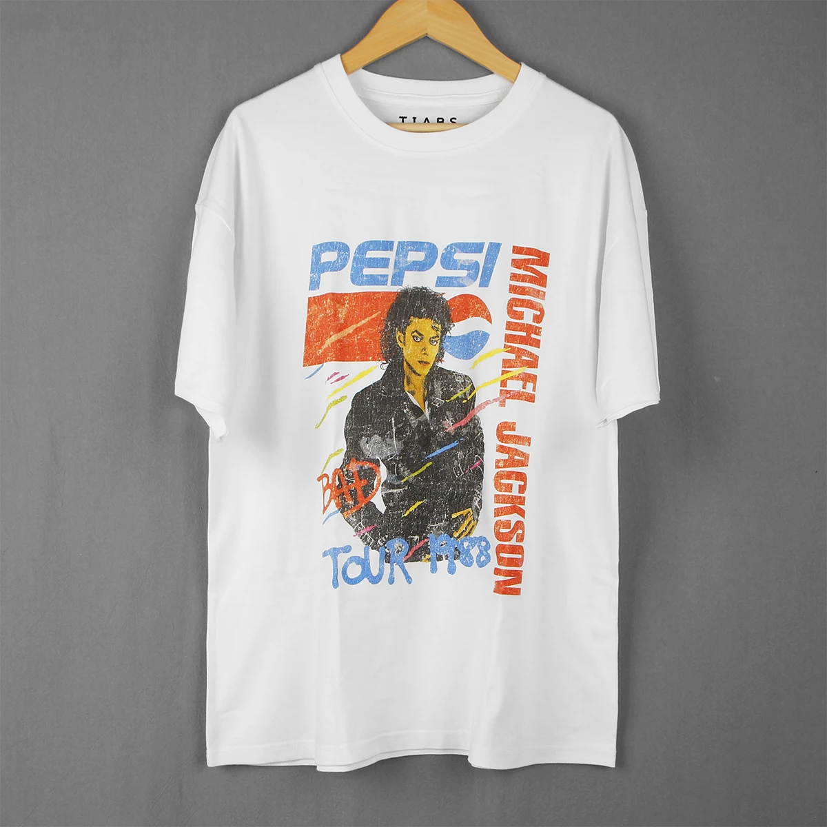 Michael Jackson T-Shirt Bad Pop Music Tour Washed Loose Drop Shoulder Retro Short Sleeve Cotton Shirt