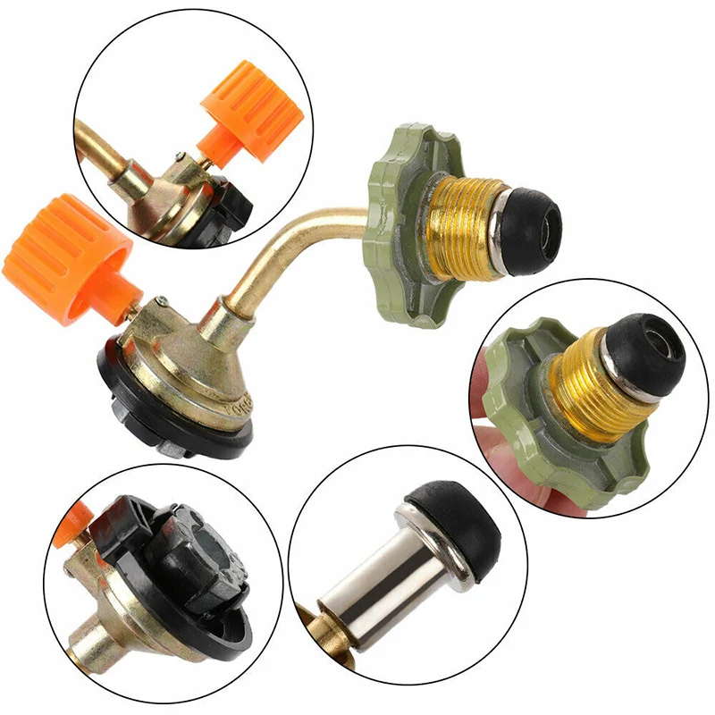 1pcs Outdoor Gas Tank Inflation Valve Cylinder Gas Inflate Kit Camping Picnic Butane Gas Refillable Adapter Cylinder Tank Valve