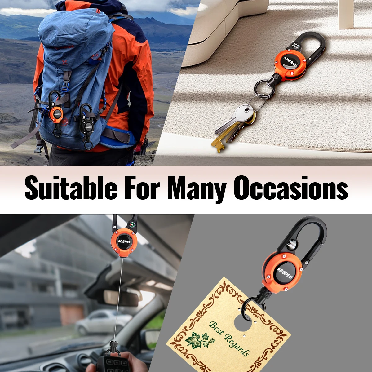 ABBREE Auto CB Radio Versenkbare Heavy Duty Pull Reel Karabiner Starke Stahl Draht Seil Schnalle Mikrofon Aufhänger für Baofeng Radio – Detail 5