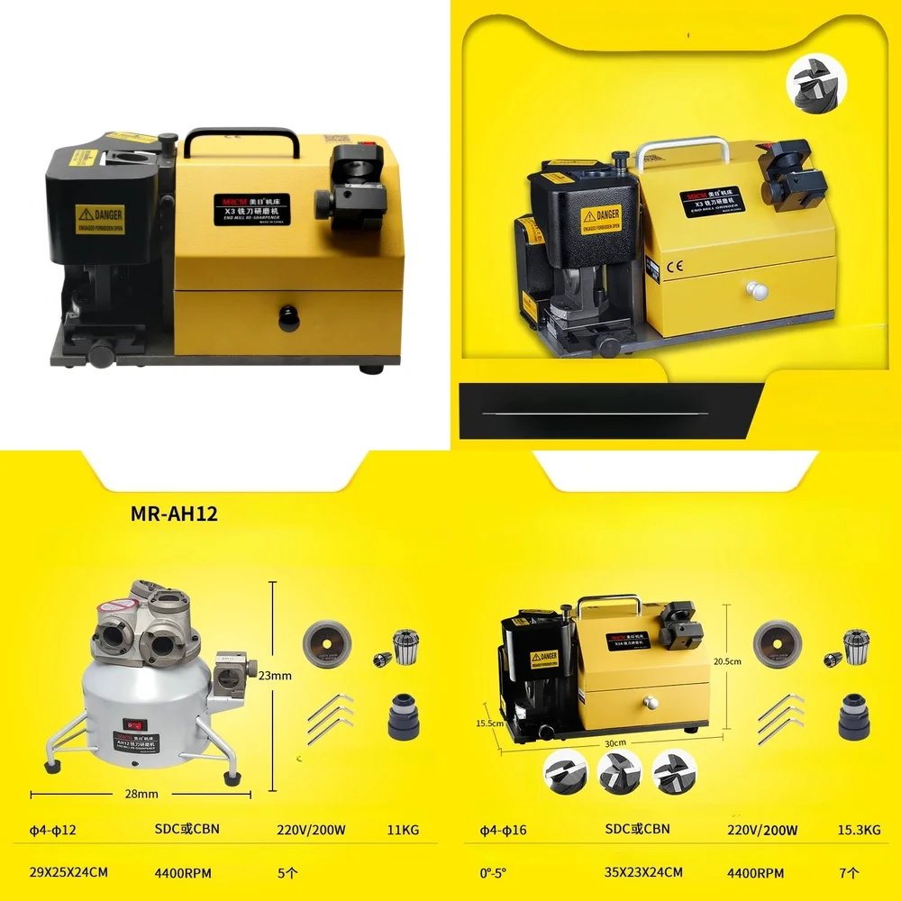 Automatic Milling Cutter Grinder Tool Sharpening Machine for X3 X3A4 20mm End Mill Electric Sharpener CNC End Mill Grinder