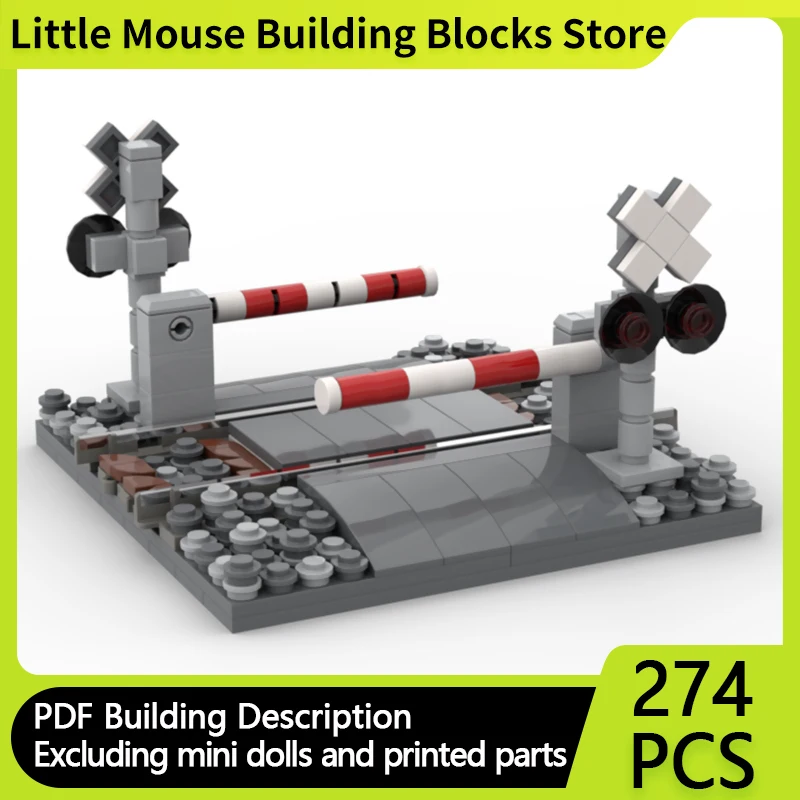 

City Street View Model MOC Building Bricks Railway Train Crossing Modular Technology Gifts Holiday Assemble Children Toys Suit