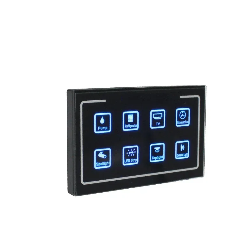 Bluetooth Touch Control Panel 12/24V Caravan Motorhome RV Modified 8-way Switch Control Panel Display Car Insurance Control