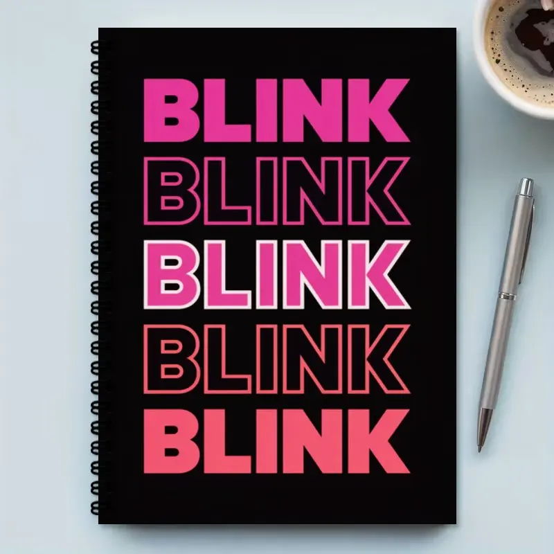 1pc K-POP Notebook A5 - For Travel, Work, or as a Gift  Friends; Vibrant Pink Color Block Design with Repeating Graphic Patterns