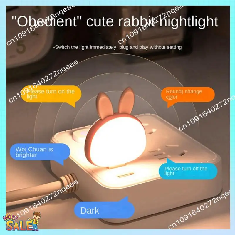 N08R 2Pcs USB Reading Lamp,Mini Bunny Night Light, Smart Voice 3 Color Desk Lamp For Bedroom Kids Room White Easy Install