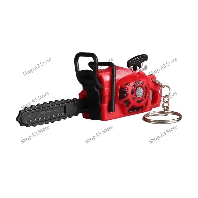 Bored, saw and saw! Pull the rope, movable chainsaw model, toy, creative keychain, backpack, small pendant.