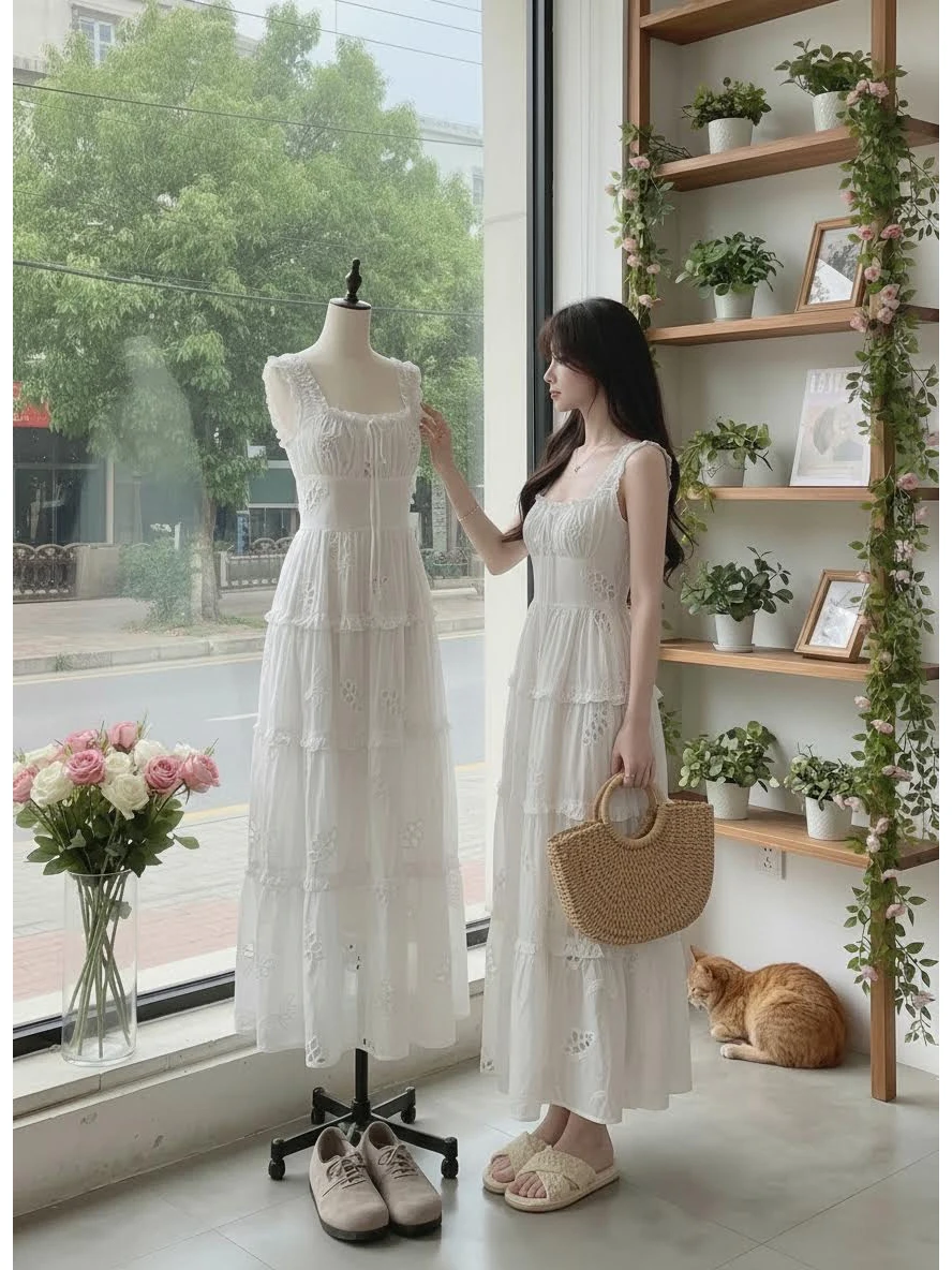 

Платье Kett Evening Garden с бретелями, женское, весенне-осеннее, сказочное, с завышенной талией, длинное, повседневное, А-силуэт