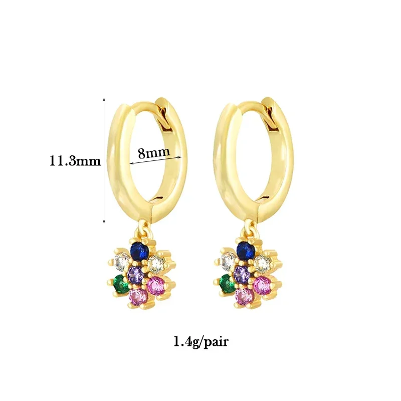 CRMYA-pendientes de aro de color dorado para mujer, aretes de cadena colgante, Piercing Vintage de Color CZ, conjunto de pendientes de circón,