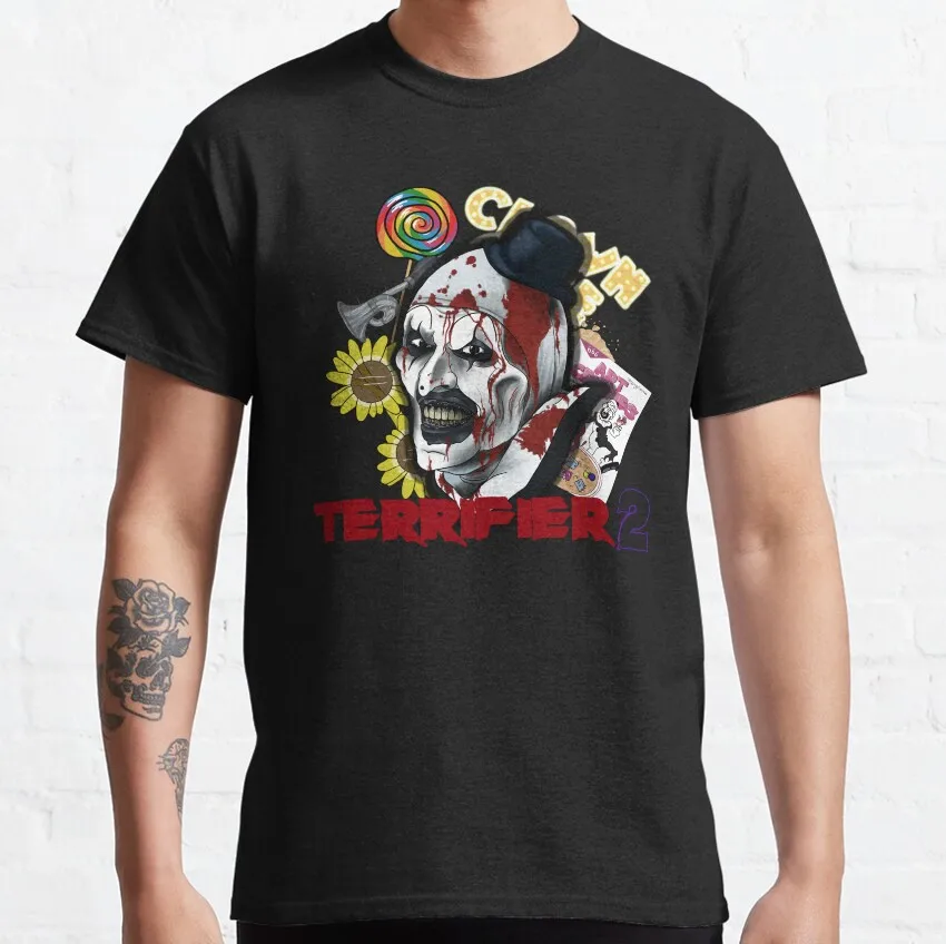 

Vintage More Then Awesome Terrifier Movie Horror Art The Clown Poster Art Graphic For Fan 100% cotton printed T-Shirt plus size