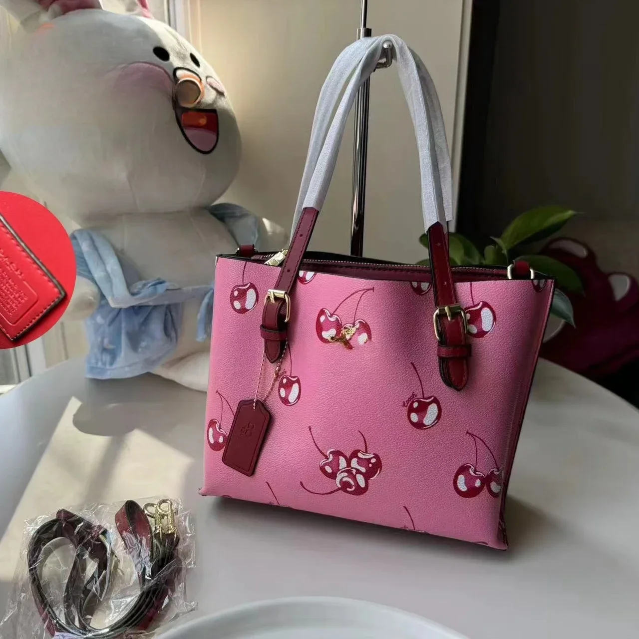 2025 nuevo bolso de mano de cereza TIK, superventas, bolso cruzado Diagonal de un solo hombro, bolso de compras de moda de verano de gran capacidad