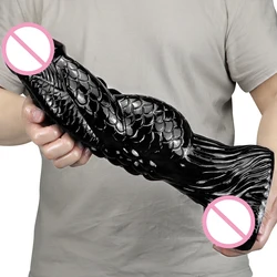 37*9.5CM Huge Black Monster Dildo Realistic Animal Penis Soft Anal Toys for Gay Men with Suction Cup Big Dick 18+ Adult Sex Toys