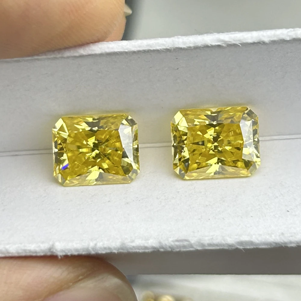 Meisidian Coated Color 8X10mm  4 Carat Radiant Dark Yellow Moissanite Diamond