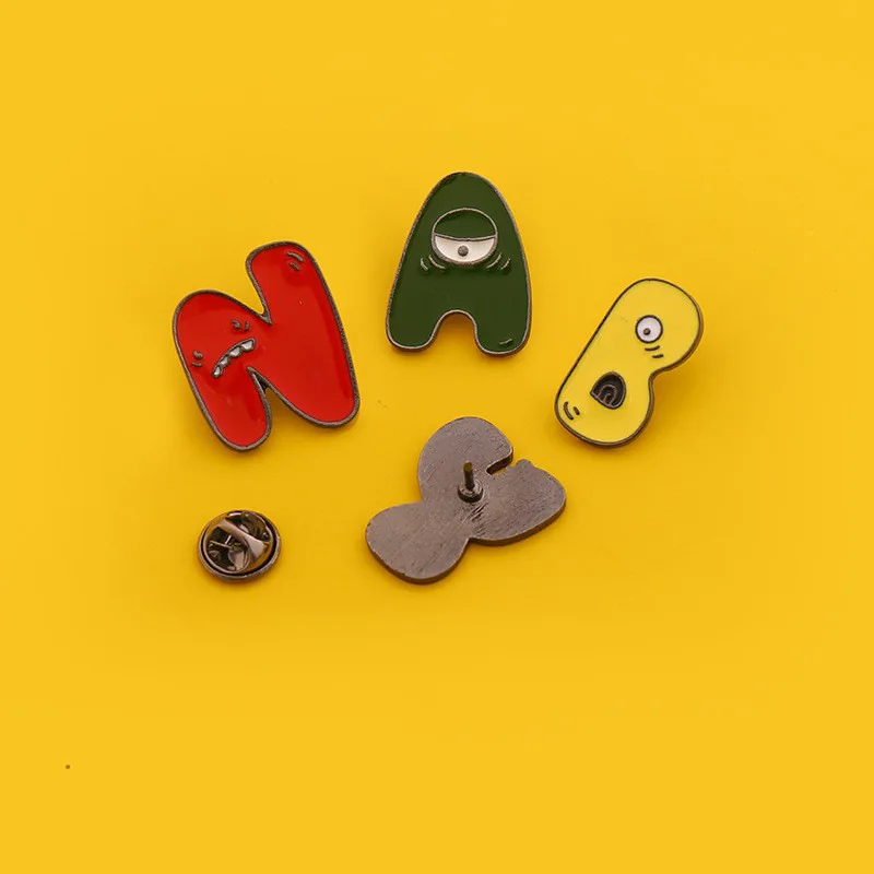 Cartoon A-Z Alphabet Brooch Funny Letter Creative Cute Pin Badge Backpack Accessory DIY Clothes