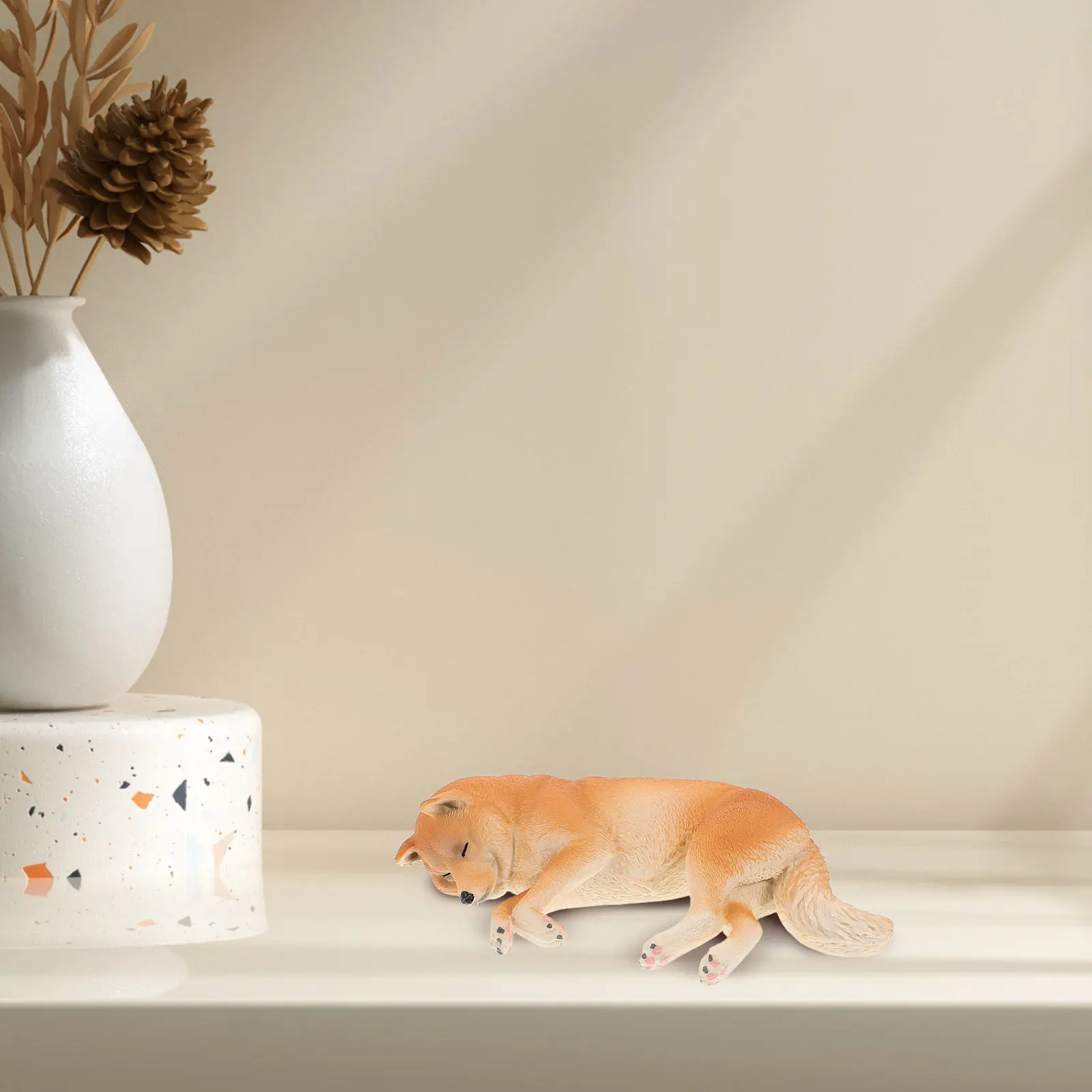 Realistic Animal Sculpture Dog Ornament – Solid Plastic Decor for Home, Office, School & Learning Environment