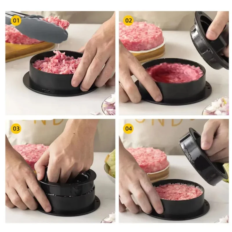 Burger Press Patty Mold With 100 Patty Papers, Round Non-Stick Meat Beef Grill Hamburger Maker Press