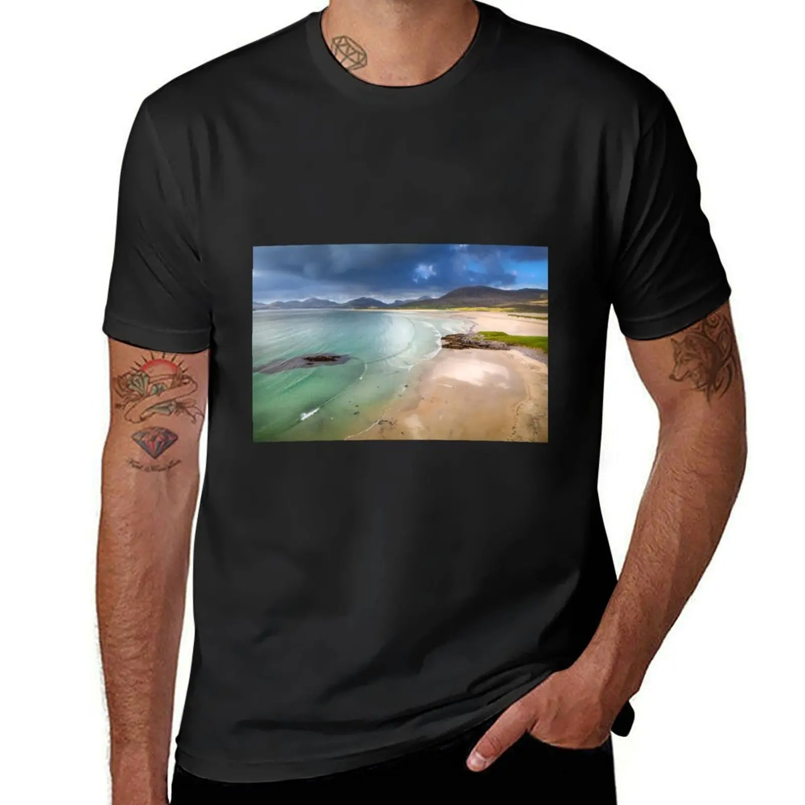 Luskentyre View and The Harris Hills Outer Hebrides Scotland. T-Shirt oversizeds korean fashion plain t shirt for men