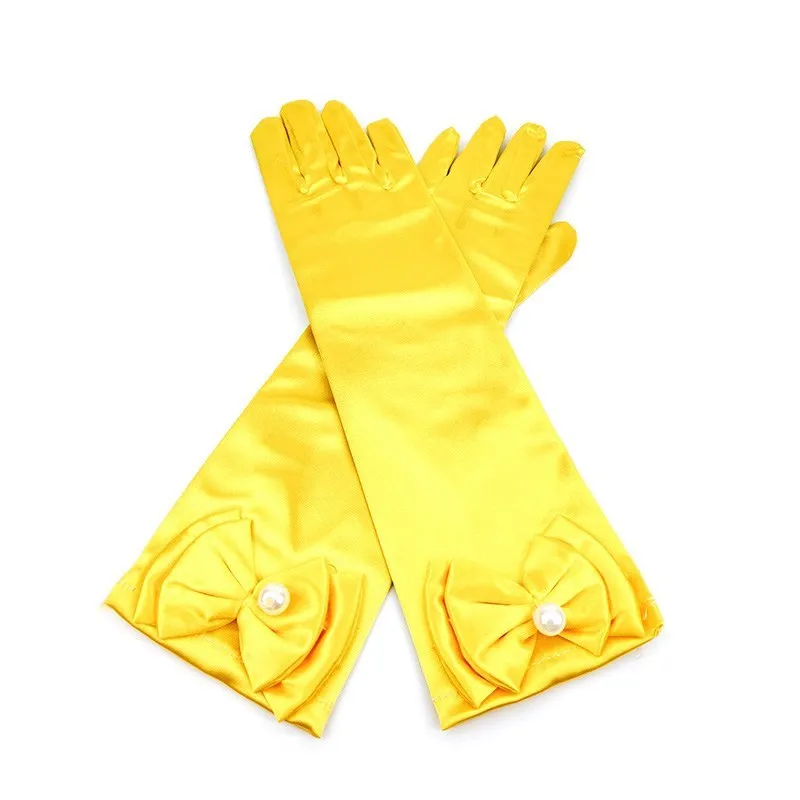 Girls Bowknot Gloves Children Candy Color Princess Costume Accessories Kids Halloween Christmas Carnival Cosplay Party Supplies