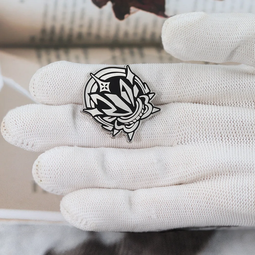Mysterious Ornate Enamel Pin Fantasy Emblem Badge Silver Black Lapel Pin Unique Symbol Jewelry for Daily Backpack Decor