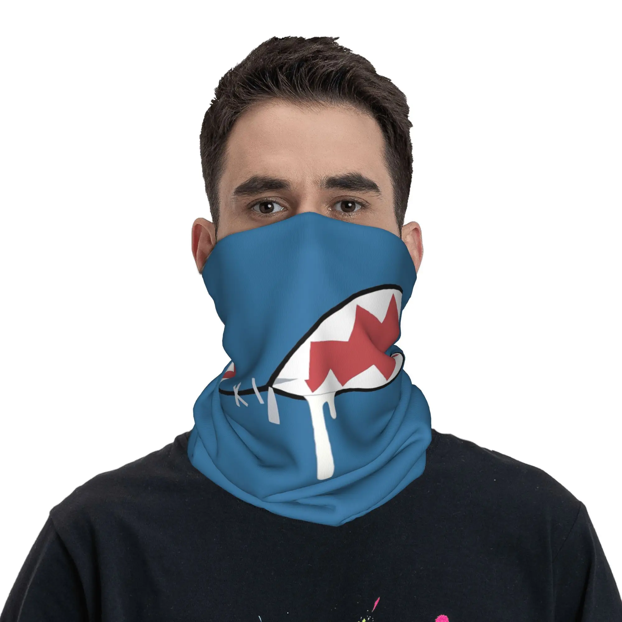

Gawr Gura Shark Mouth Bandana Neck Cover Printed Magic Scarf Warm Balaclava Running For Men Women Adult Winter