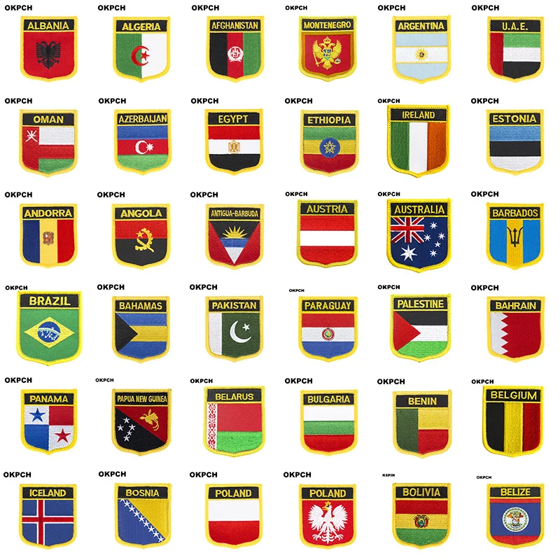 7*6cm Romania Flag Shield Shape Iron on Embroidery Patches Saw on Transfer Patches Sewing Applications for Clothes Back Pack C
